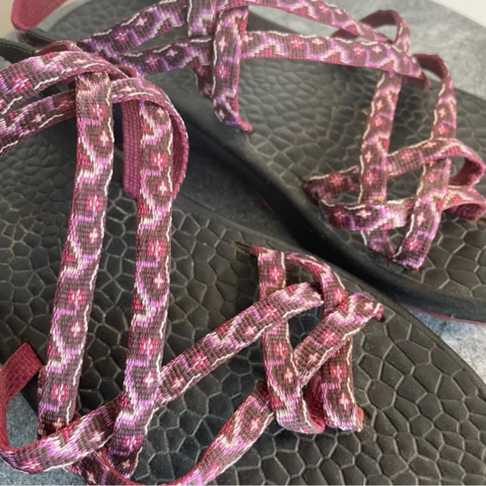 💛 Chaco Z Cloud X2 Black And Purple Pink Strappy Sandals - Picture 8 of 12